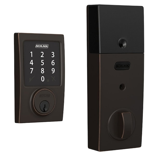 Schlage Residential Grade 2 Touchscreen Deadbolt Lock, Connect Series, Century Trim, Antique Bronze Finish BE468ZP CEN 716 - main